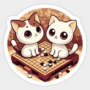 Kawaii white cats go board game baduk Sticker